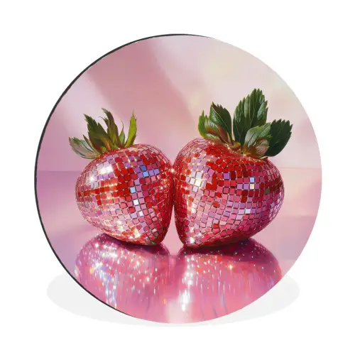 Disco - Fruit - Glitter - Strawberry Wandcirkel aluminium klein -3d