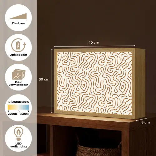 Minimalistisch - Patroon - Terracotta Light Box met batterij (Wandlamp) middel 907 -USP_websiteoverzichtNL