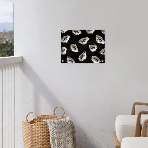 Oesters - Vissen - Blauw - Goud tuinposter los doek klein -sfeer8