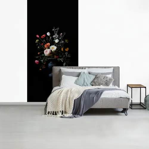 Bloemstuk - Vaas - Zwart fotobehang vinyl groot -slaapkamer
