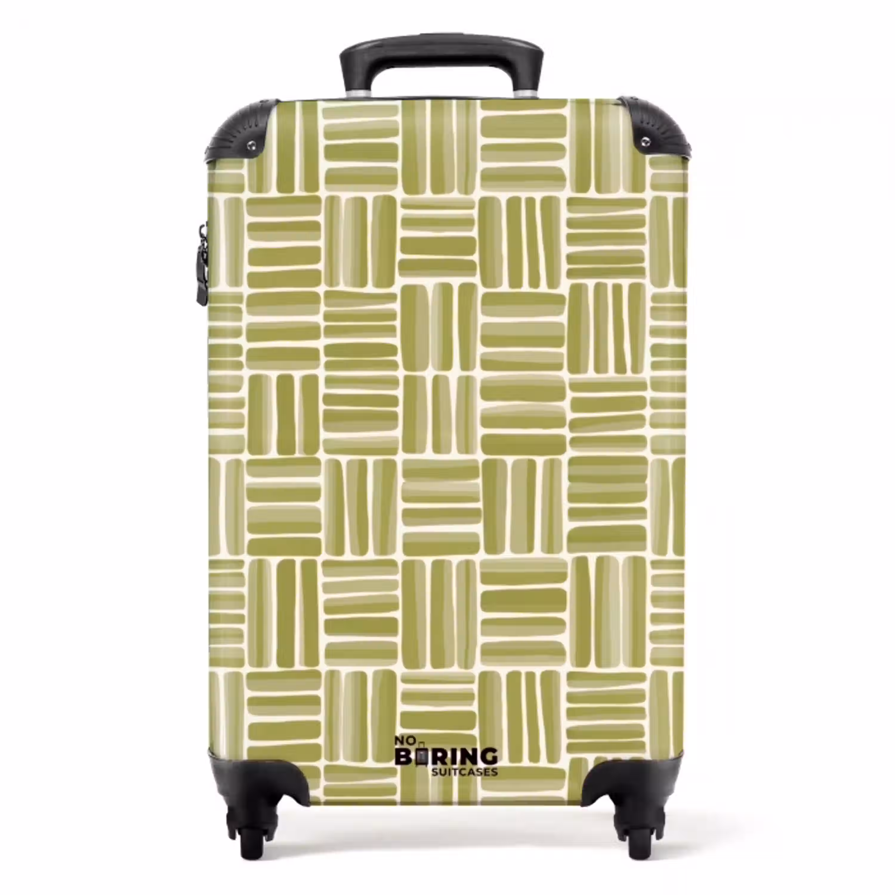 Vlecht - Patroon - Groen NBS - Handbagage koffer - Volwassenen Unisex middel -productfoto_recht
