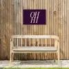 Oh hi - Paars - Minimalistisch Tuinposter op houten frame 2 cm dik klein -sfeer4