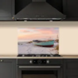 Rustiek - Roeiboot - Zandstrand keuken achterwand spatscherm klein -sfeer1