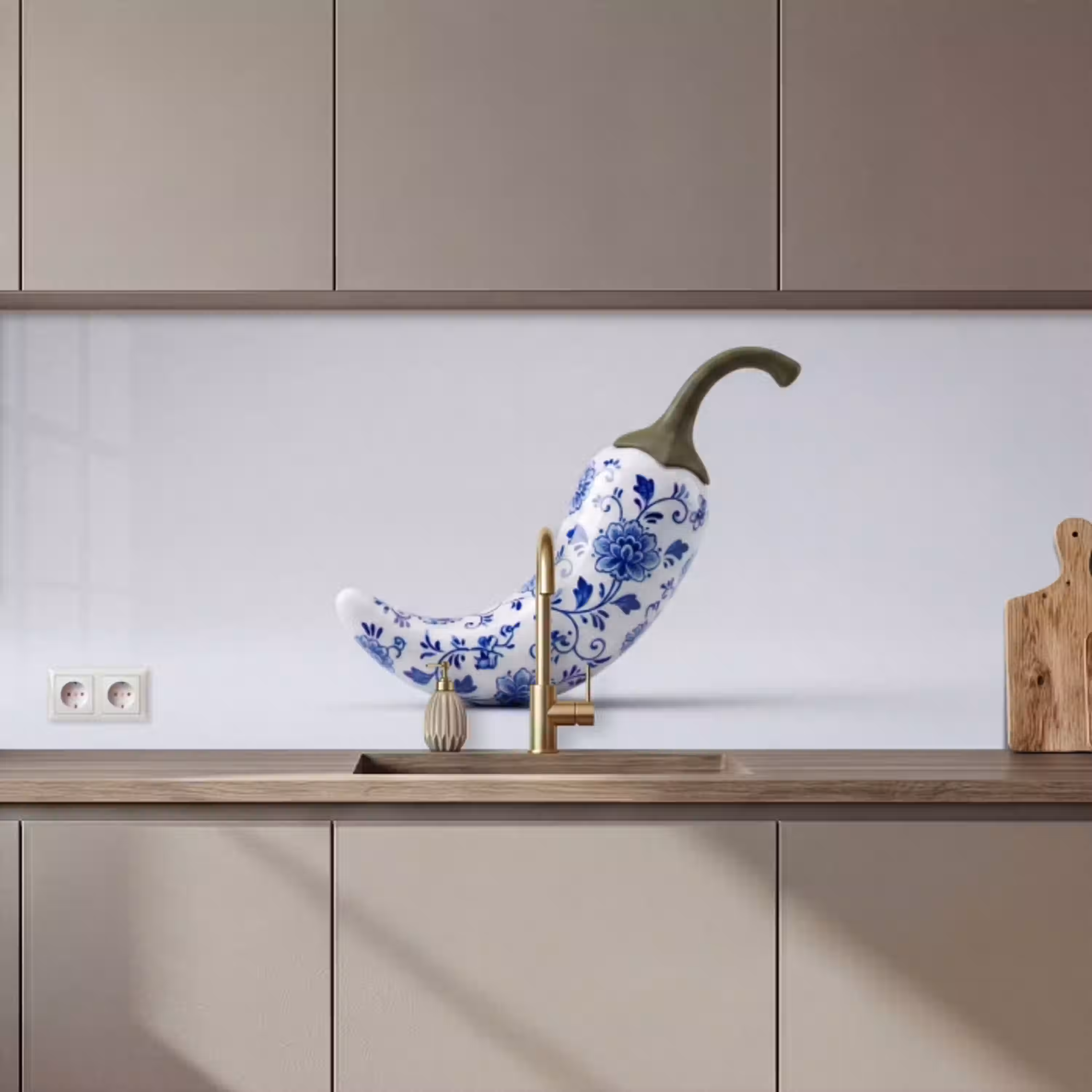 Chilipeper - Keramiek - Blauw keuken achterwand 2 middel zz_3dshopping