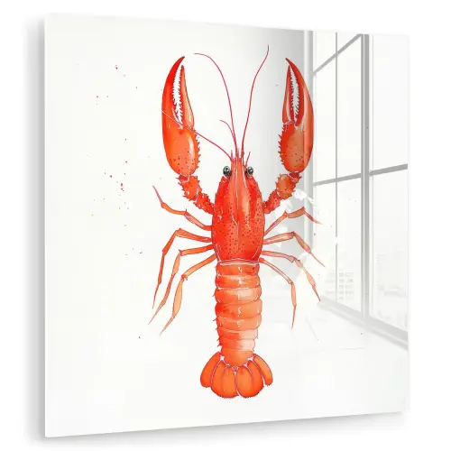 Kreeft - Waterverf - Aquarel - Oranje plexiglas 5mm klein -zzzproduct_nieuw