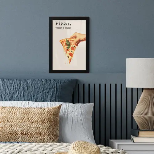 Pizza - Kaas - Pepperoni fotolijst zwart zonder passe partout klein -sfeer3