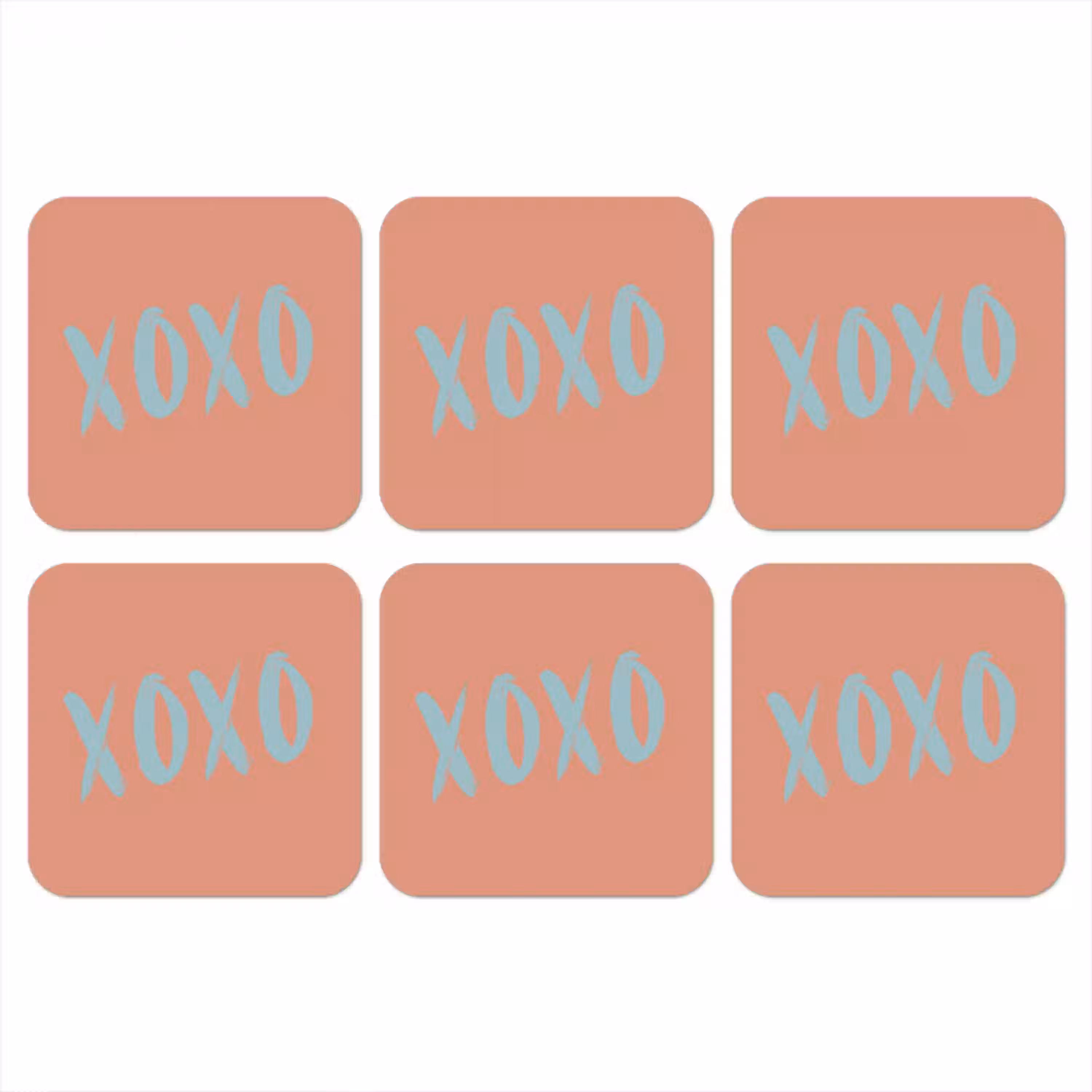 XOXO - Blauw - Perzikkleur onderzetter kurk middel -3d