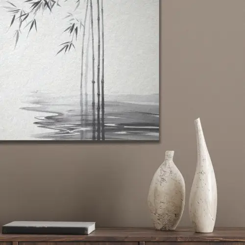 Bamboestammen - Water - Minimalistisch - Wit PET vilt klein -sfeer6_closeup