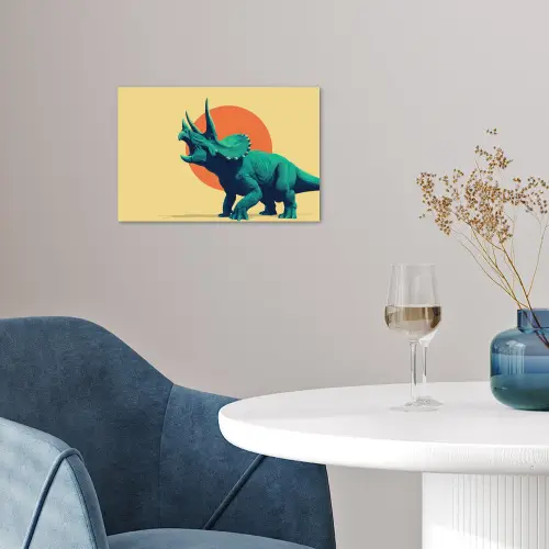 Triceratops - Cirkel - Oranje - Hoorns poster papier klein -sfeer3