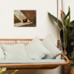 Glas - Ijskoffie - Schaduw - Bruin tuinposter los doek klein -sfeer7