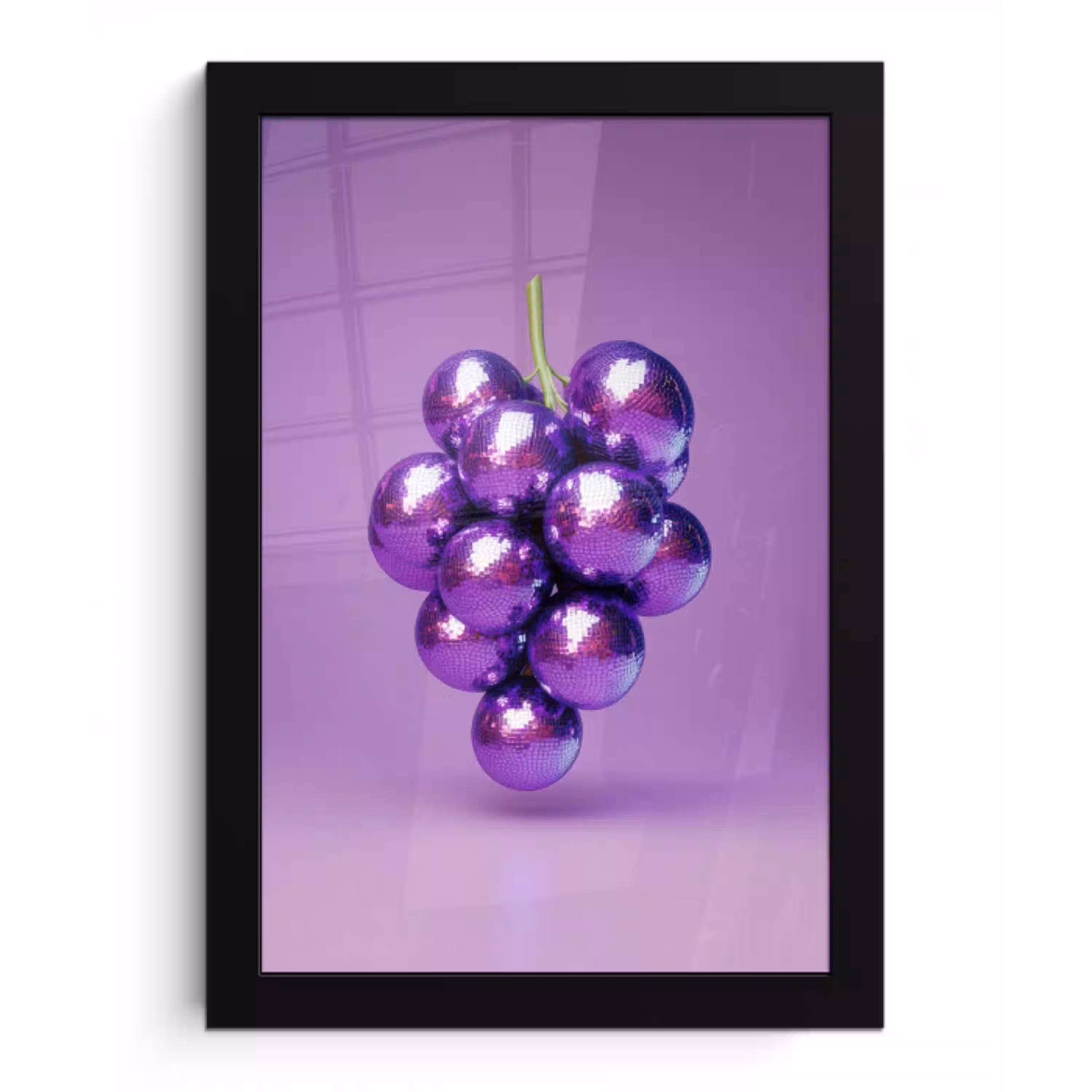 Druif - Disco - Glitter - Paars fotolijst zwart zonder passe partout klein -3d