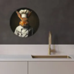 Konijn - Kok - Dier KitchenYeah - Keuken - Wandcirkel Forex klein -sfeer1