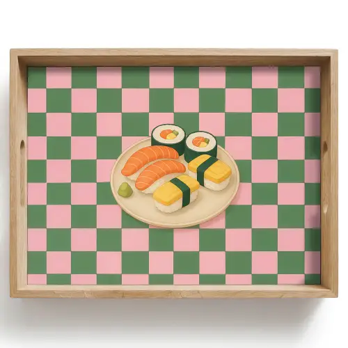 Sushi - Bord - Geblokt - Groen Dienblad Rechthoek middel -z3d_shopping