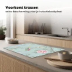 Vogel - Bloemen - Kleurrijk Inductie beschermer vinyl 3mm klein -sfeer1