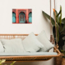 Lantaarn - Deur - Turquoise tuinposter los doek klein -sfeer7