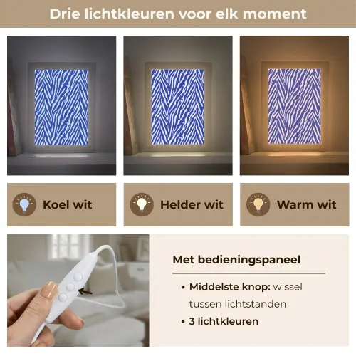 Zebra - Patroon - Kobalt - Blauw Light Box met kabel (Tafellamp) klein 925 -USP_lichtkleurNL