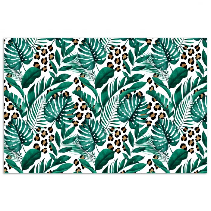 Dierenprint - Panter - Bladeren - Tropisch - Jungle poster papier klein -3d