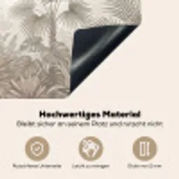 Jungle - Tropisch - Natuur -Vintage - Beige Inductie beschemer met haakjes klein -ky-onderkant-de