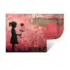 Graffiti - Meisje - Roze - Street art - Roos - Banksy Muursticker klein -3d