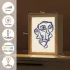 Lijntekening - Overlappende gezichten - Donkerblauw Light Box met kabel (Tafellamp) klein -USP_NL
