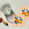 Illustratie - Sinaasappels - Donkerblauw - Bloemen onderzetter kurk middel -sfeer4