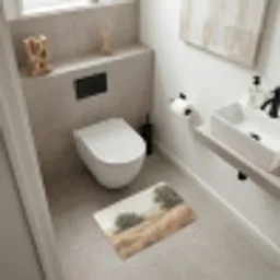 Landschap - Minimalistisch - Beige Badmat klein -sfeer4