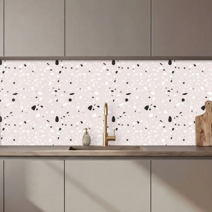 Terrazzo -  Patroon - Zacht - Zwart - Wit keuken achterwand 2 middel 871 zz_3dshopping