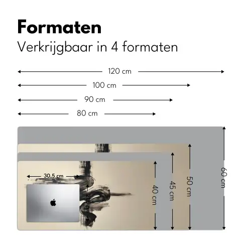 Golven - Penseelstreken - Beige - Minimalistisch Muismat XXL klein -sfeer5
