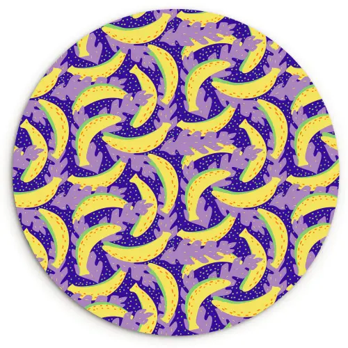 Bananen - Bladeren - Paars Wandcirkel plexiglas klein 852 -3d