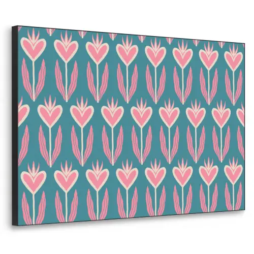 Blauw - Retro - Patroon - Hartjes Textielframe zwart klein 947 -3d