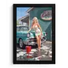 Auto - Vrouw - Groen fotolijst zwart zonder passe partout klein -3d