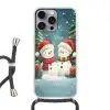 Sneeuwpop - Kerstsneeuw - Groen - Rood Hoesje iPhone 16 Pro Max met koord klein -3d
