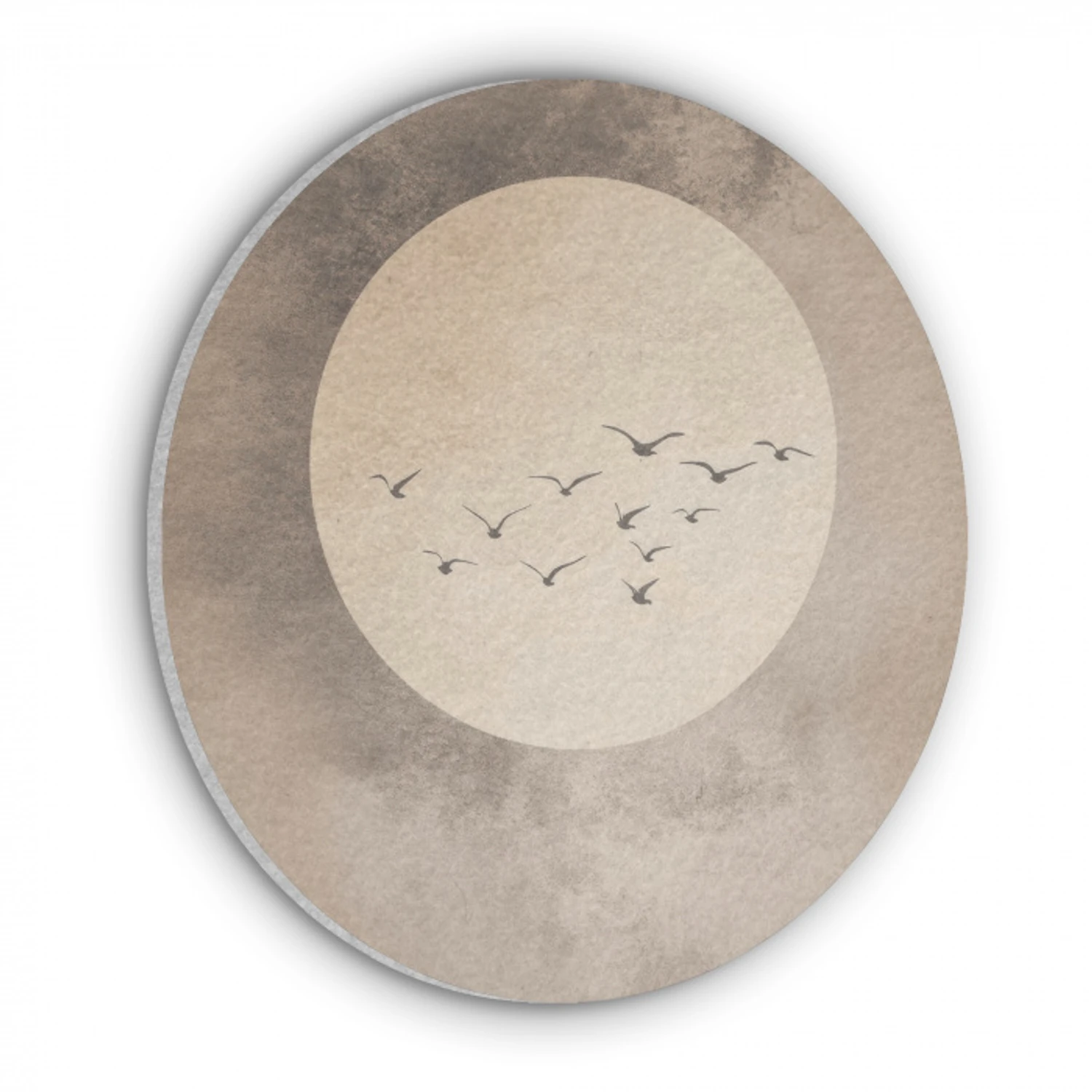 Vogel - Beige - Japandi Akoestische PET Vilt - Rond klein -3d