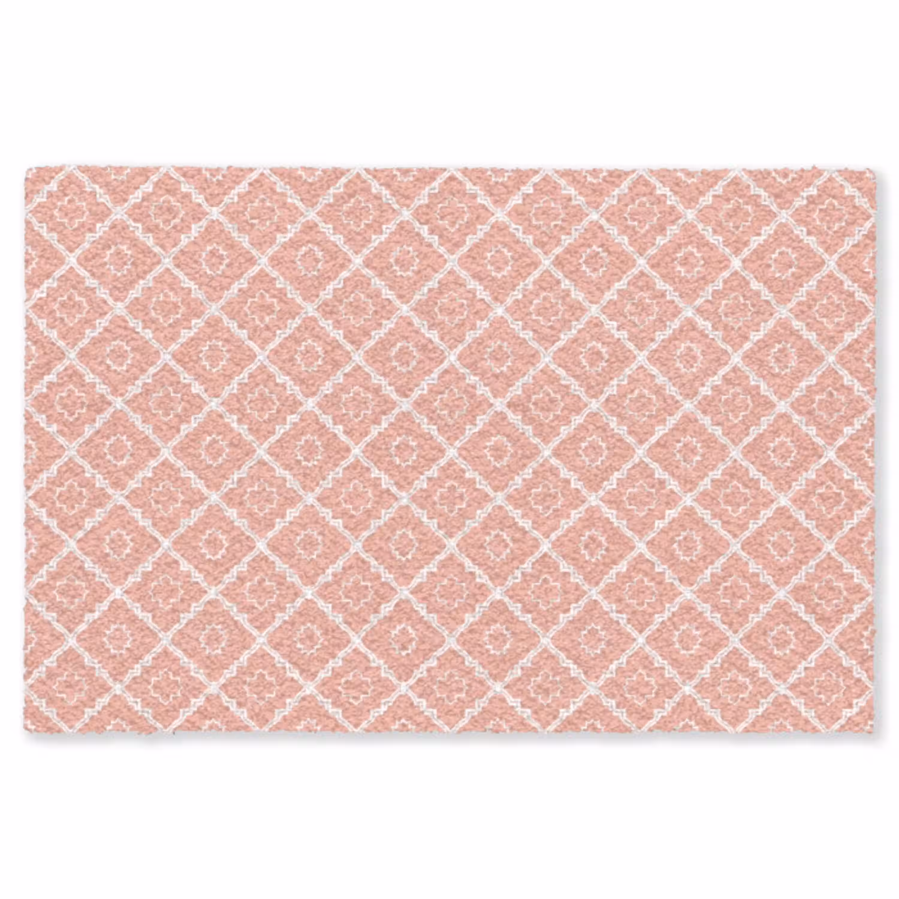 Zalmroze - Geometrisch - Elegant - Patroon Vloerkleed Rechthoek klein 1091 -3d