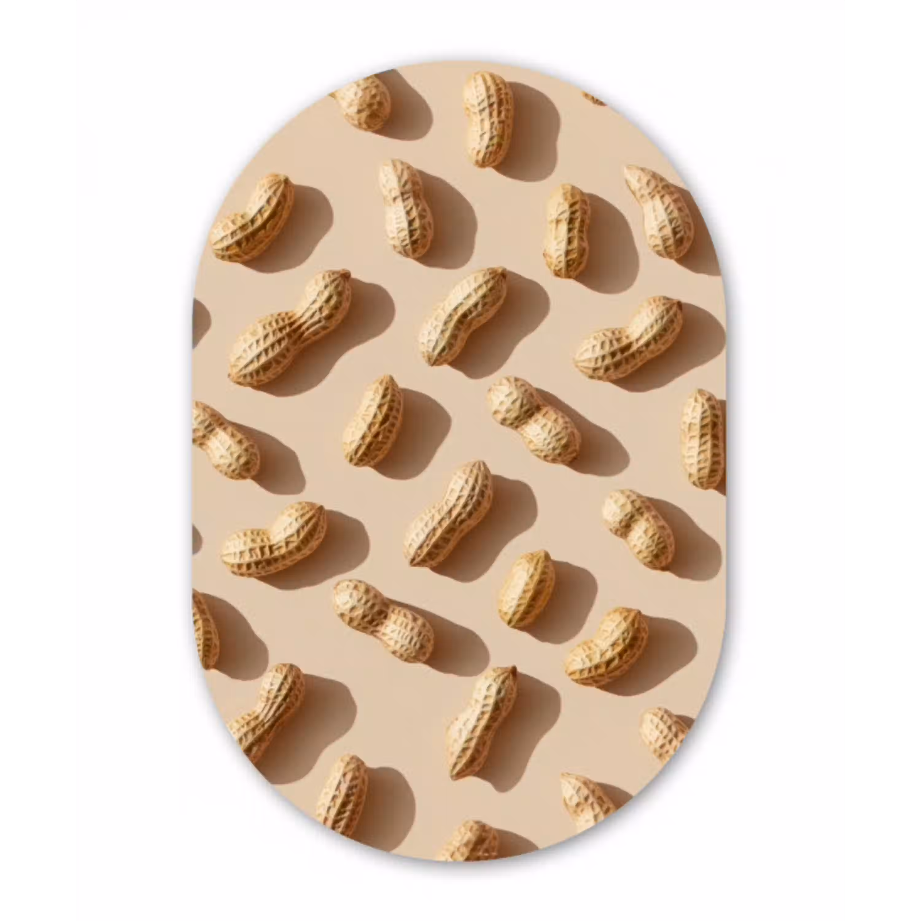 Pinda's - Patroon - Beige Wandcirkel Ovaal Glas middel -3d