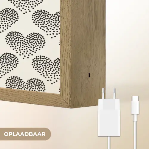 Polka - Stippen - Wit - Zwart Light Box met batterij (Wandlamp) middel 907 -USP_websiteoplaadbaarNL
