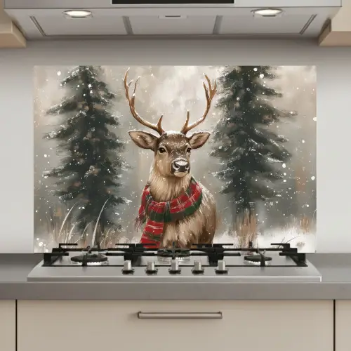 Winter - Bos - Rendier - Donker keuken achterwand spatscherm klein -3d_website