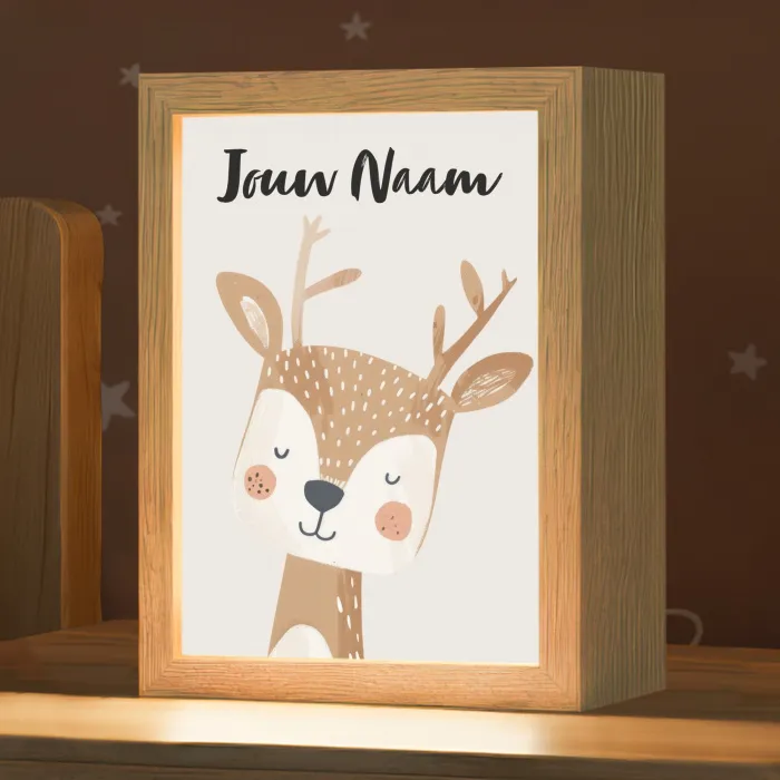Hert - Bosdieren - Beige Light Box met kabel (Kinderlampje) klein -zzz_3d_website