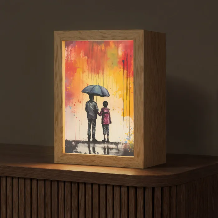Graffiti - Paraplu - Mensen - Kleuren - Kunst Light Box met kabel (Tafellamp) klein -z3d_website