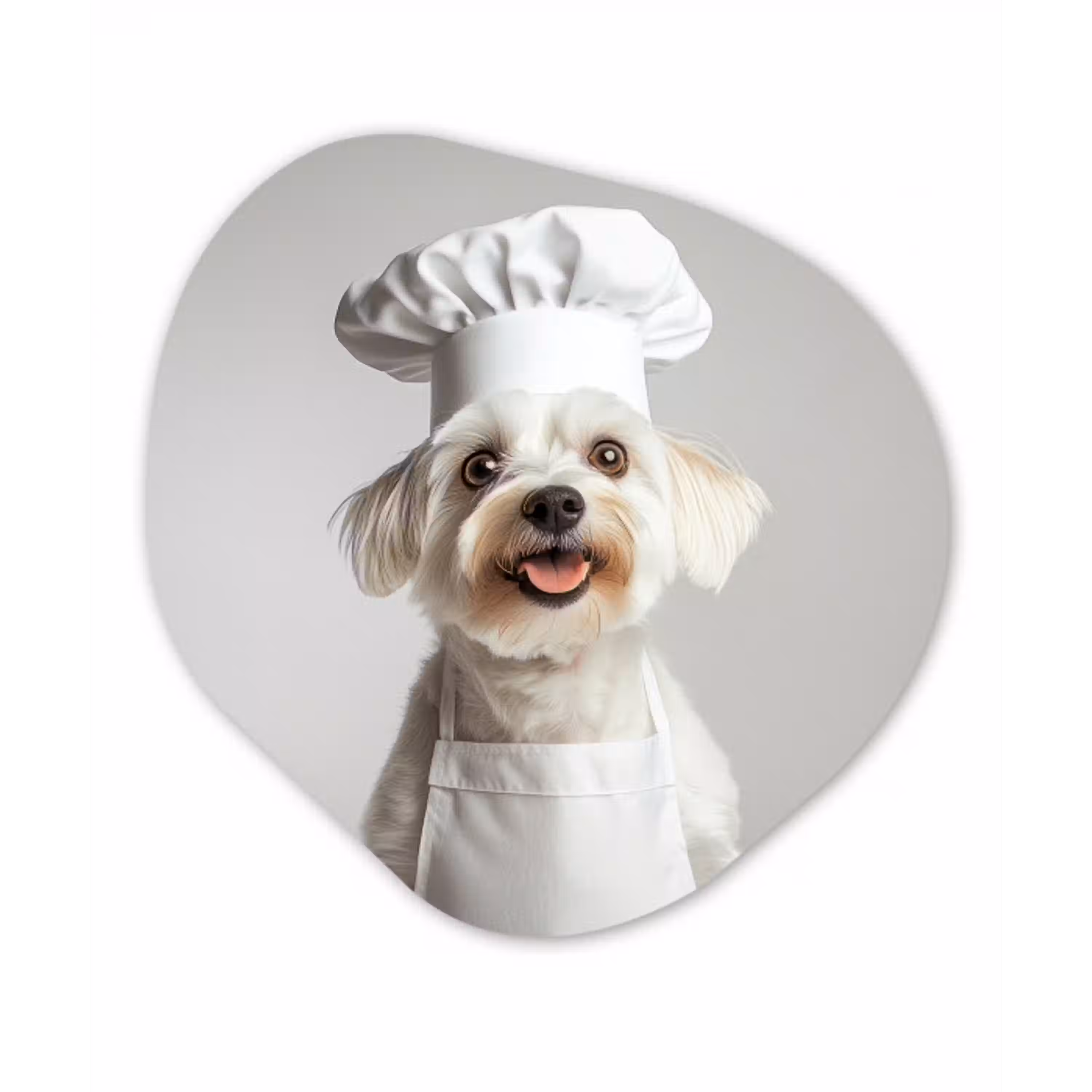 Hond - Wit - Kok Wandcirkel Organisch Plexiglas middel -3d