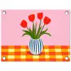 Tulpen - Roze - Vaas tuinposter los doek klein -3d