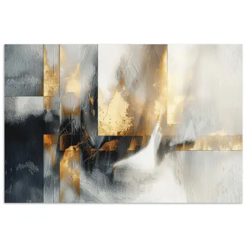 Kunst - Goud - Zilver - Abstract poster papier klein -3d