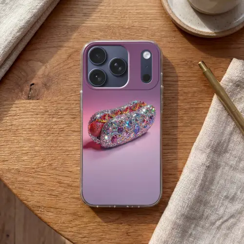 Hotdog - Steentjes - Glitters - Paars Telefoonhoesje iPhone 17 Pro klein -sfeer1