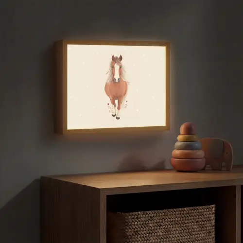 Paard - Galop - Bruin - Stippen Light Box met batterij (Wandlamp kind) middel -sfeer5_kind