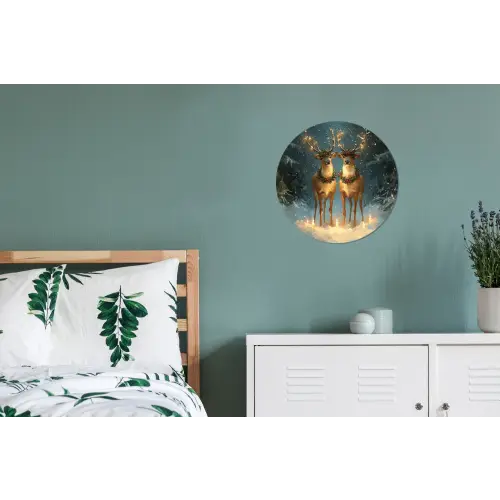 Dennensprookje - Rendier - Nacht Wandcirkel aluminium klein -slaapkamer
