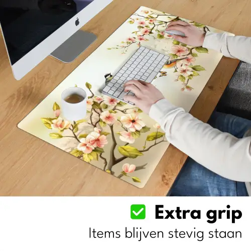 Takken - Bloemen - Vogeltjes - Roze Muismat XXL klein -sfeer3