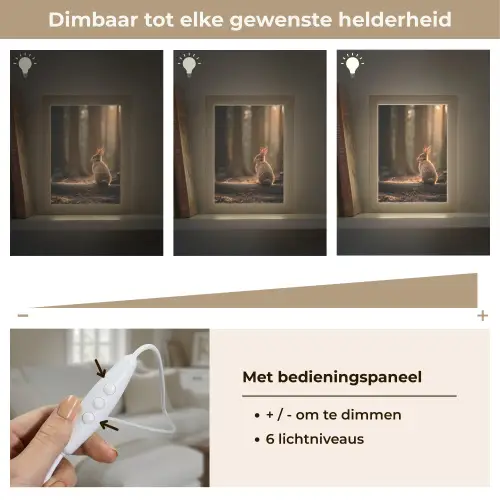 Konijn - Bos - Zonnestralen Light Box met kabel (Tafellamp) klein -USP_dimbaarNL