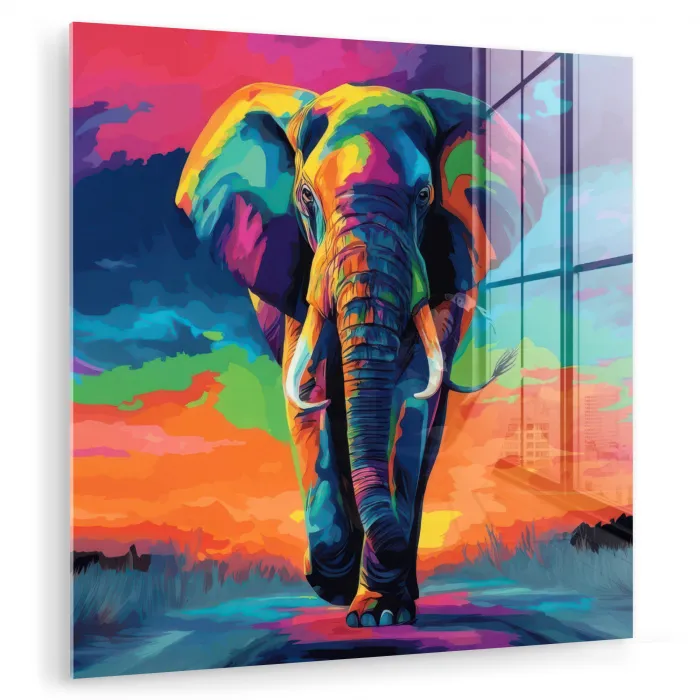 Olifant - Kleurrijk - Lucht - Abstract plexiglas 5mm klein -zzzproduct_nieuw
