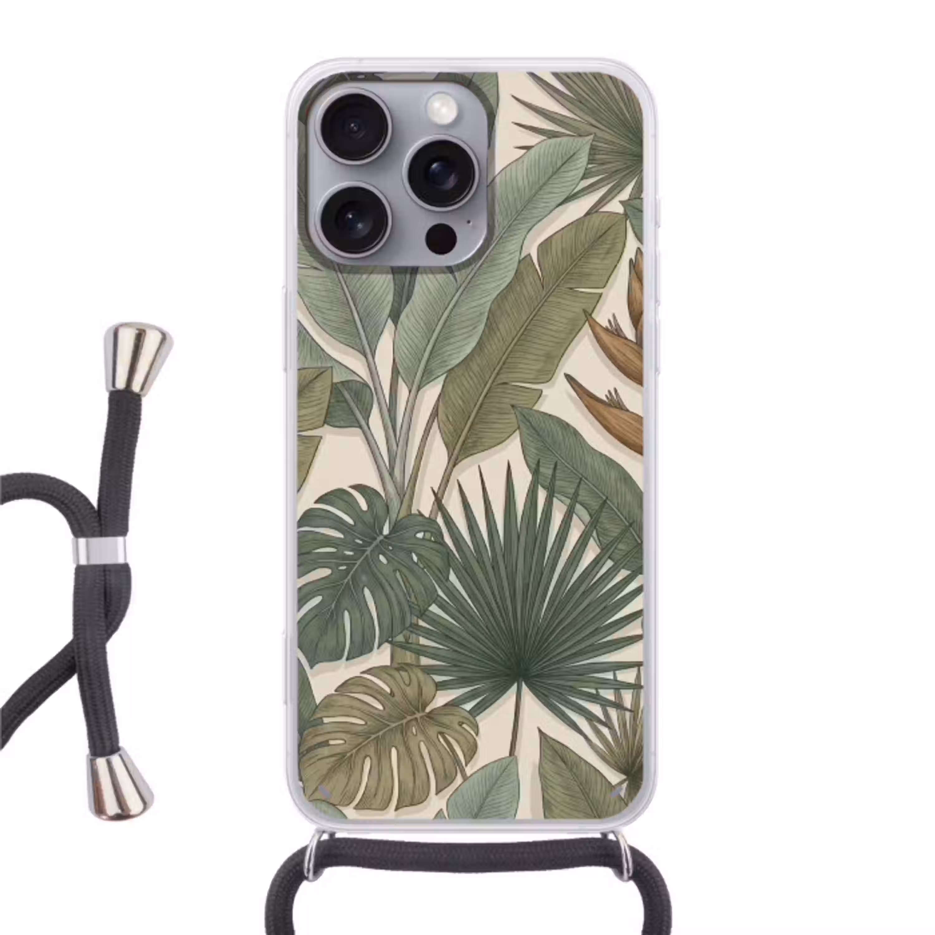 Planten - Tropisch - Natuur - Illustratie - Groen Hoesje iPhone 16 Pro Max met koord klein -3d