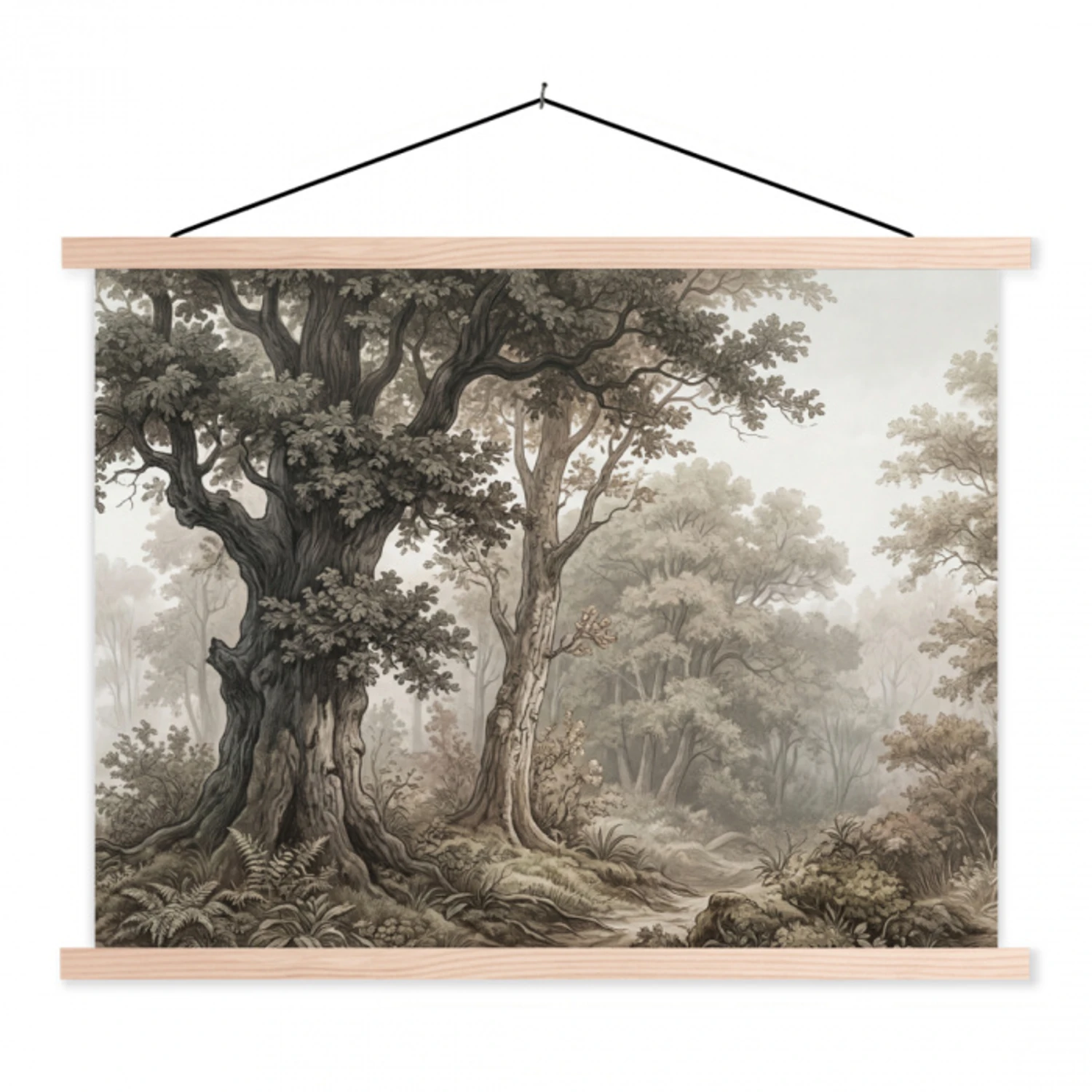 Natuur - Bos - Eik textielposter latten blank klein -3d